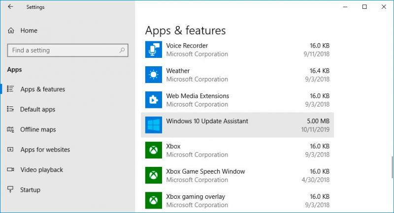 Windows 10 Update Assistant卸載條目