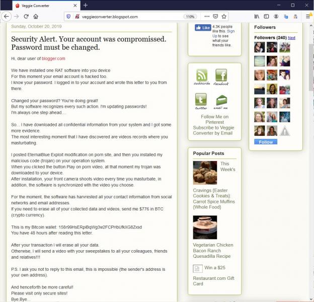 Sextortion騙局已發(fā)布到Blogger